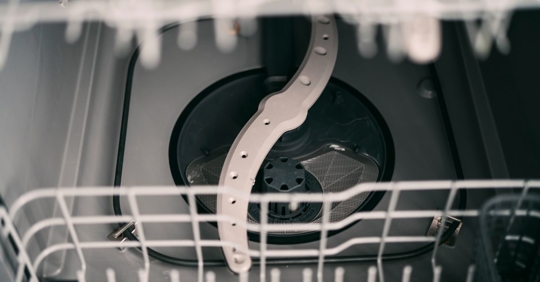 inside the bottom of a dishwasher