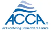ACCA logo with blue stylized waves above the letters, and “Air Conditioning Contractors of America” written below.